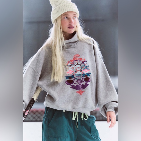 FP Movement by Free People Tops - NWT FREE PEOPLE MOVEMENT On Your Mark Logo Mock Neck Pullover | Grey MSRP $148 S